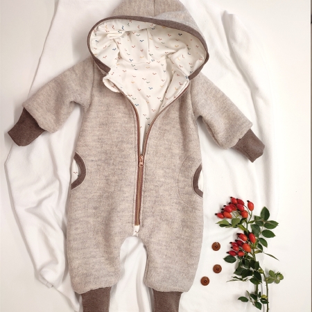 gekochte Wolle - Wollstoff - Walk - Naomi - natur melliert - 1010